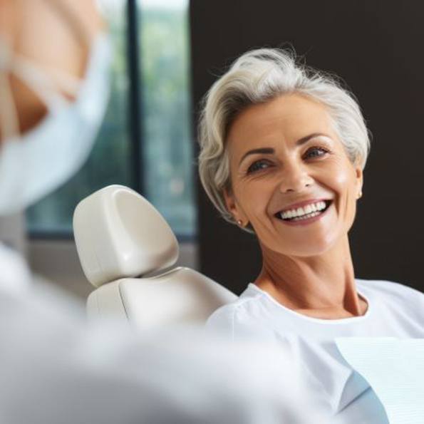 Happy dental patient in treatment chair
