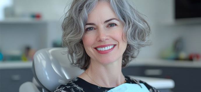 Smiling patient in dental treatment chair