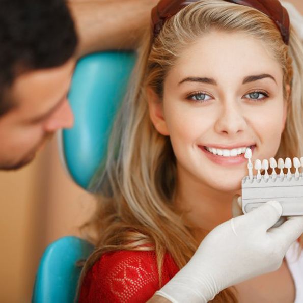 a patient undergoing the teeth whitening process