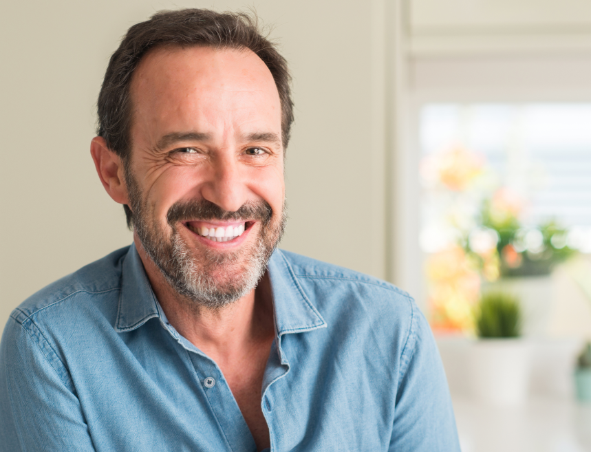 Middle aged man, smiling